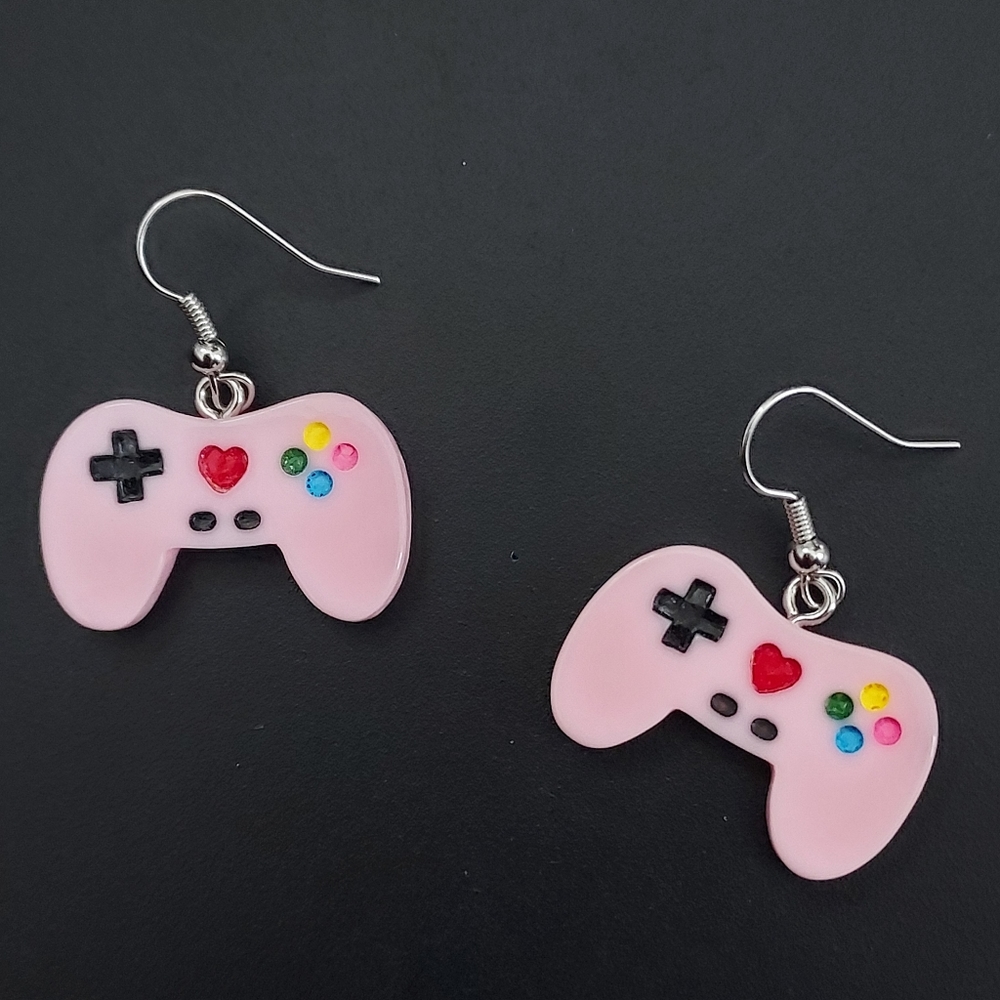Pastel pink controller earrings